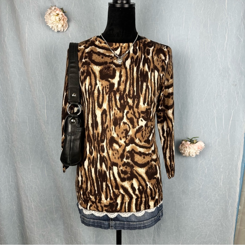 [3] NWTs Talbots Pure Merino Wool Leopard Print Women's Sweater Top